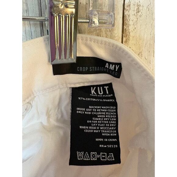 KUT FROM THE KLOTH White Amy Crop Straight Leg Jeans Size 14 - Picture 9 of 9